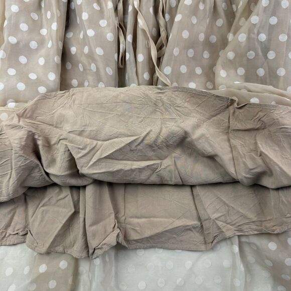 Arula Polka Dot Babydoll Mini Dress Size A 1X Tan Chiffon Long Sleeve - Picture 7 of 10